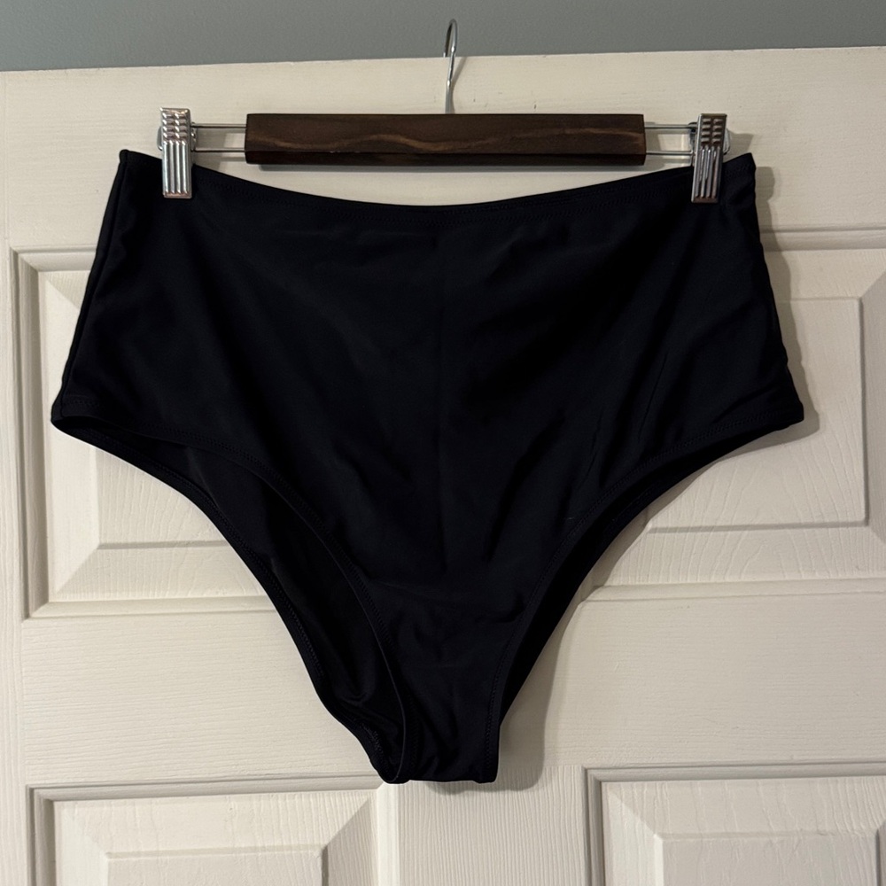 Aerie High-Waister Cheeky Swim Bottoms | Black